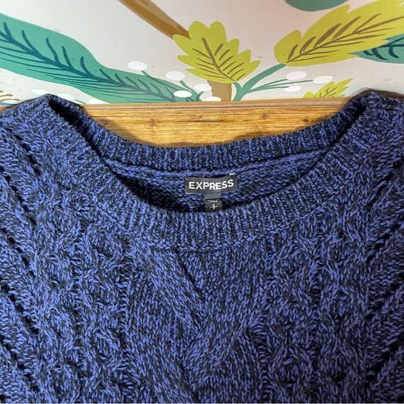 Express Navy Loose Cable Knit Sweater - Picture 4 of 8